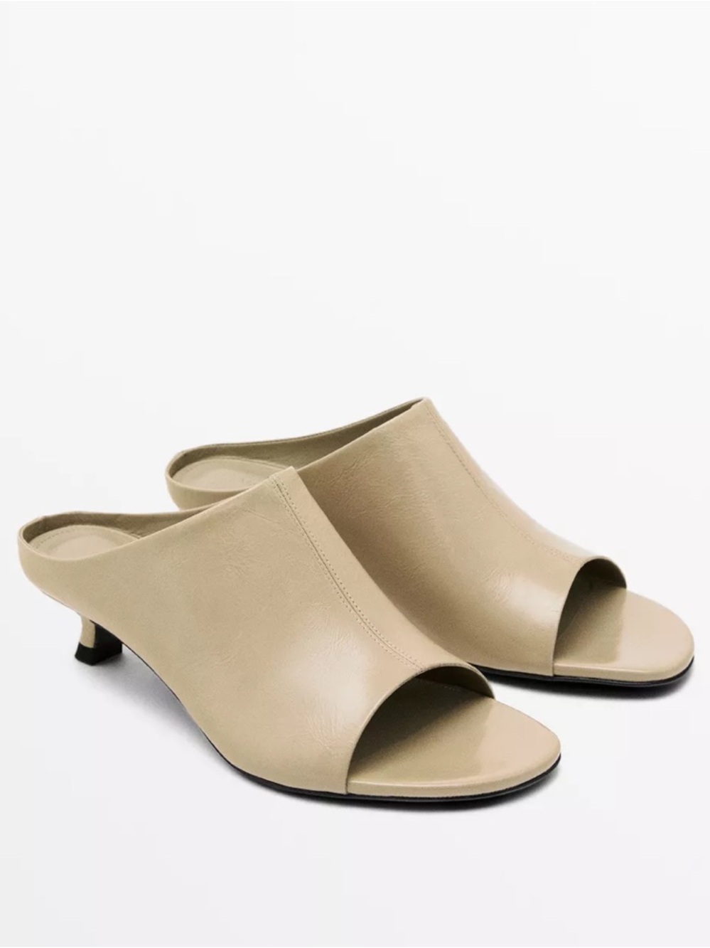 Massimo Dutti Soft Leather Sandals Kitten Heels 39 9